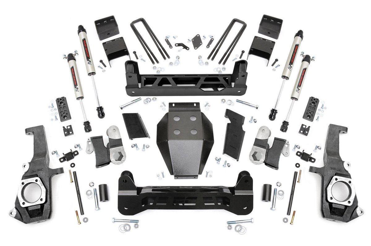 Chevrolet Silverado 2500 HD Suspension Lift Kit - Rough Country - 5 Inch Lift Kit | NTD | V2 - Hammer Black - '11-'19